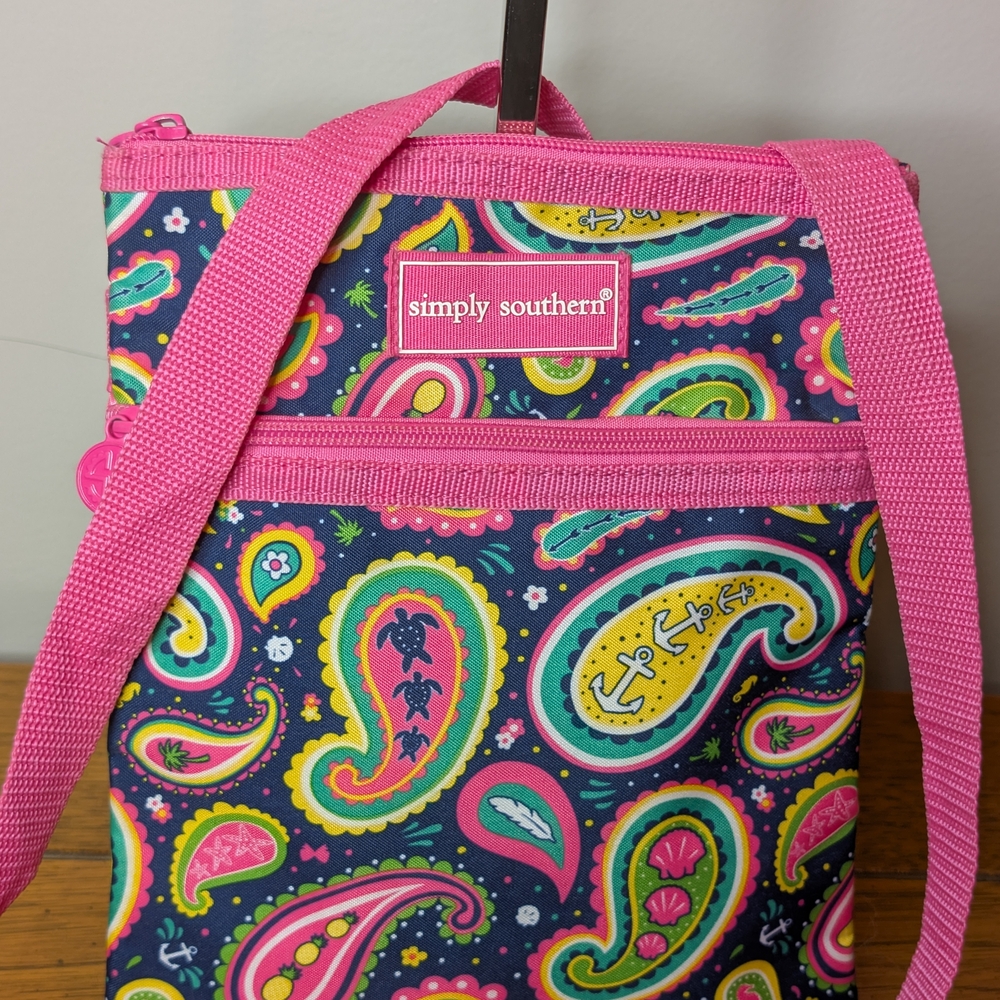 Simply Southern Navy Pink Paisley Crossbody Bag